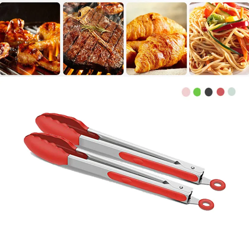 

BBQ Grilling Tong Kitchen Cooking Premium Stainless Steel BPA Free Silicone Non-Stick Grilling Barbeque Cooking Locking FoodTong