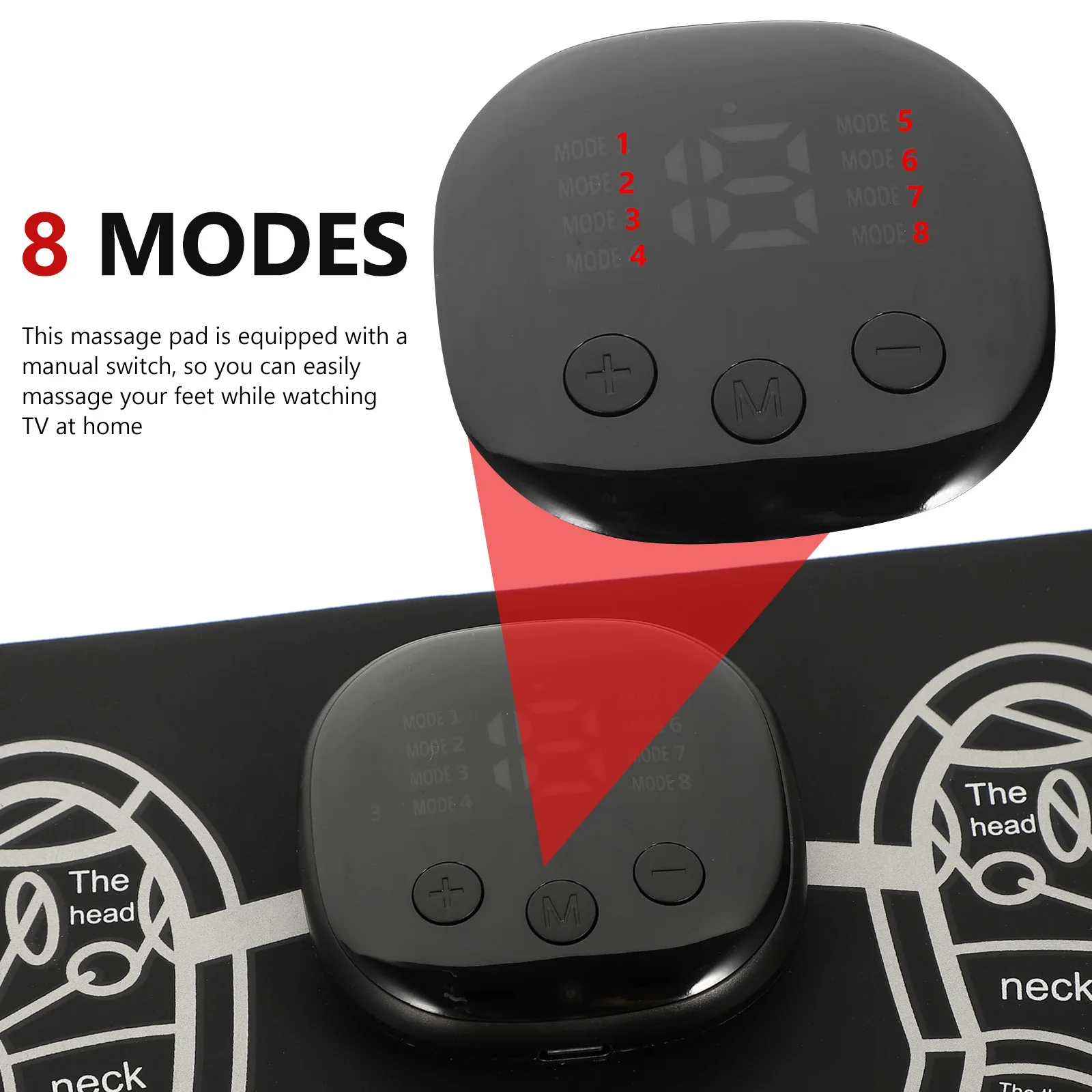 

1 Set Electric Foot Massager Mat 6 Modes Kneading Hammering Acupuncture Reusable Portable Rechargeable Stimulator Pad Foot