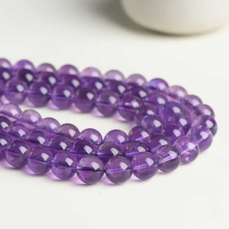 7A Natural Amethyst Beads,4 6 8 10mm Round Spacer Loose Bead for Jewelry Making Diy Bracelet Necklace Accessories