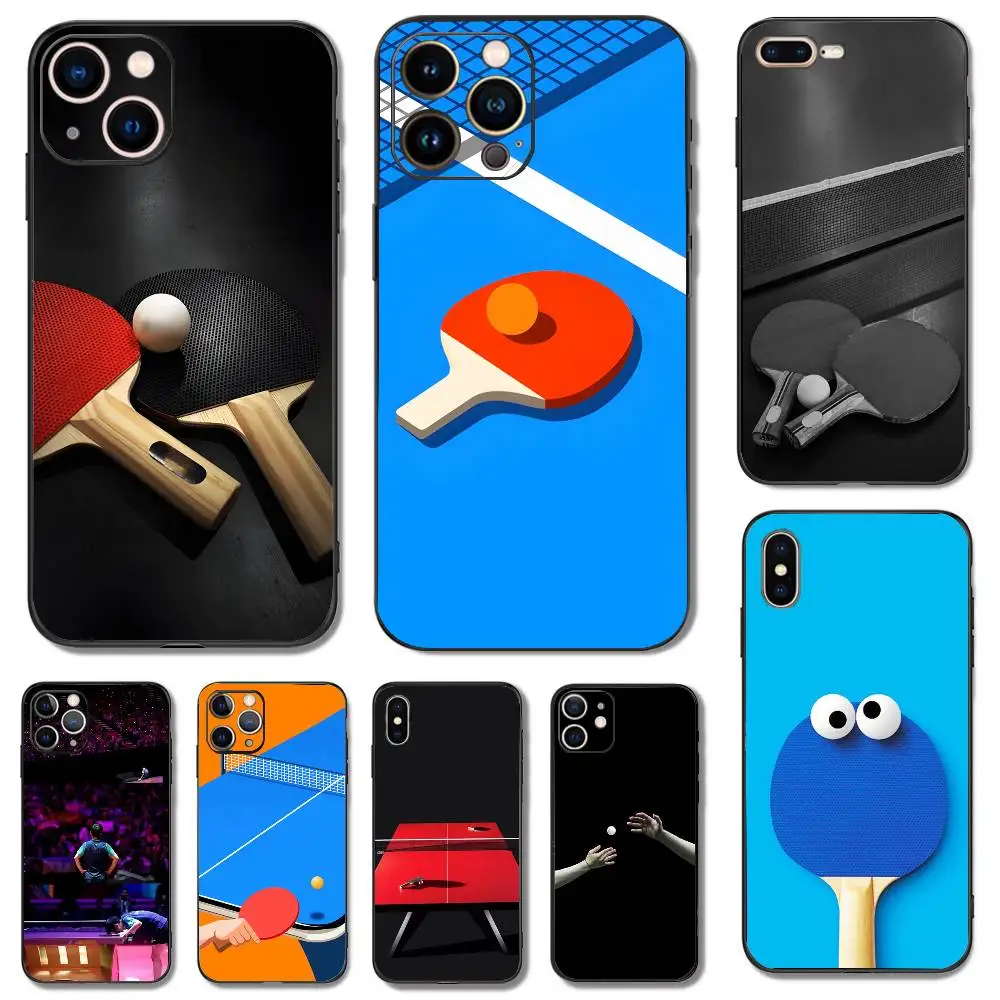 

Table Tennis Racket Ping Pong Phone Case For iPhone 17,16,15,14,13,12,11,X,XR,XS,Plus,Mini,Pro,Max Soft black Shockproof Cover