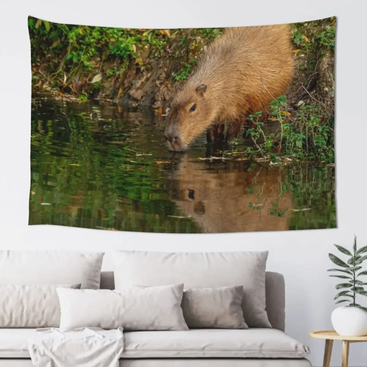 

Capybara taking the water Tapestry Decoration For Rooms Outdoor Decor Tapestry