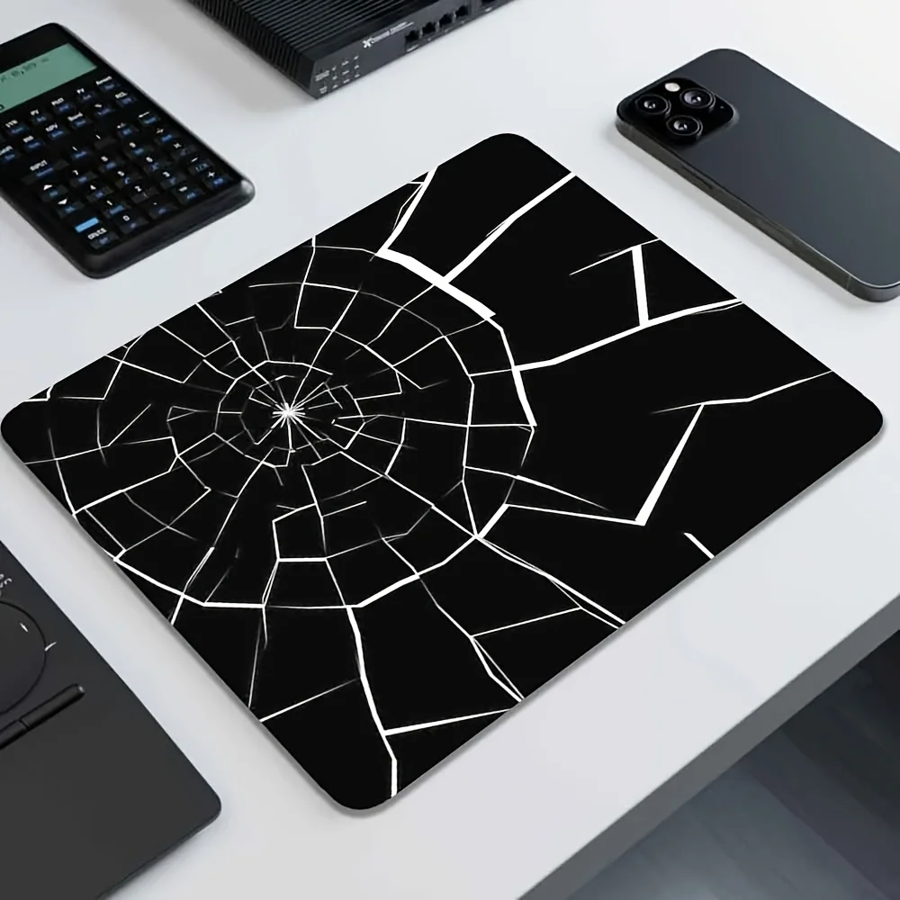 CIFBUY Medium Gaming Mouse Pad Cracked Glass Minimalist PC Keyboard Desk Mat Durable Non-Slip Rubber Base Home Office Laptop Dec