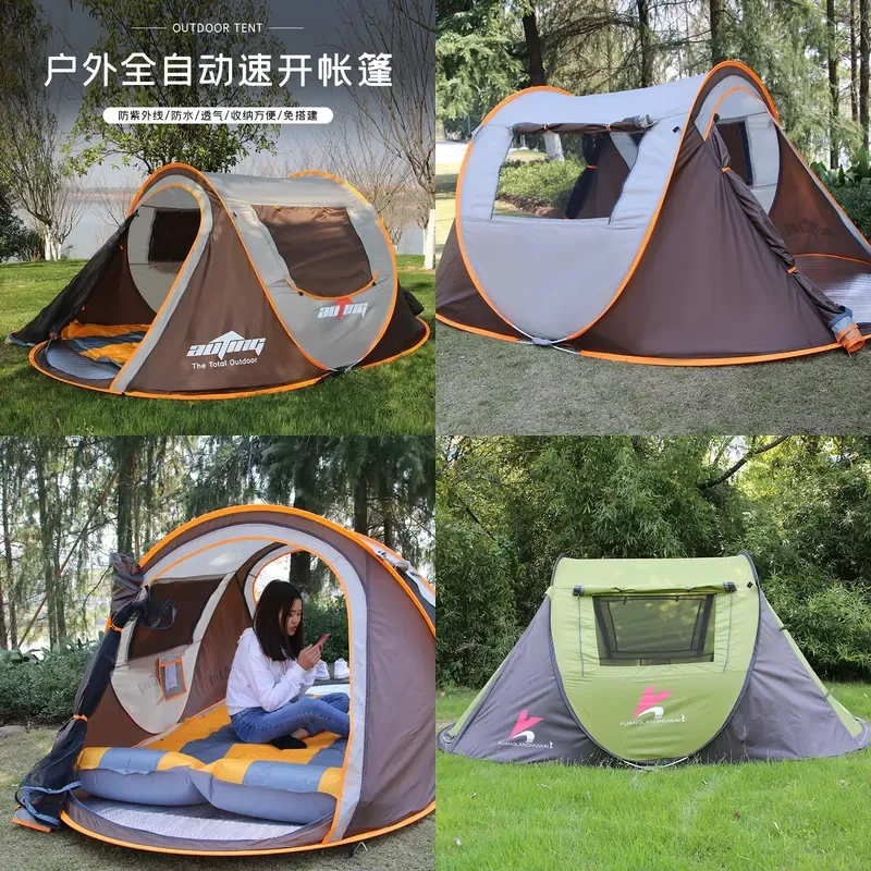 For Outdoor Camping Automatic Pop Up Tent Thickened Rainproof Folding Portable Multi Person Shelter for Hiking Beach