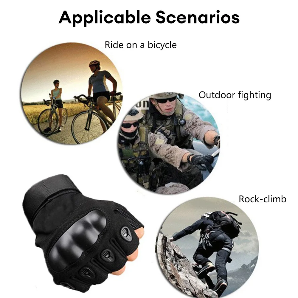 Motorcycle Riding Fitness Gloves Outdoor Tactical Fingerless Gloves Hard Knuckle Hunting Combat Hiking Military Half Finger Glov