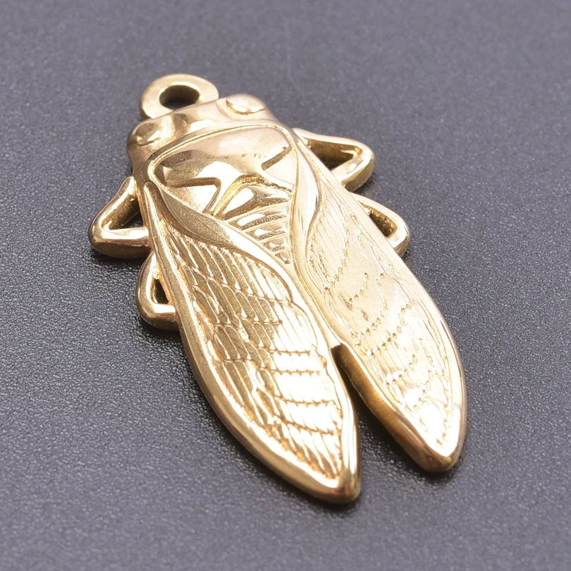 5PCS Stainless Steel Gold Color Insect Charm Butterfly Bee Cicada DIY Earrings Pendant Jewelry Making Necklace for Women Craft