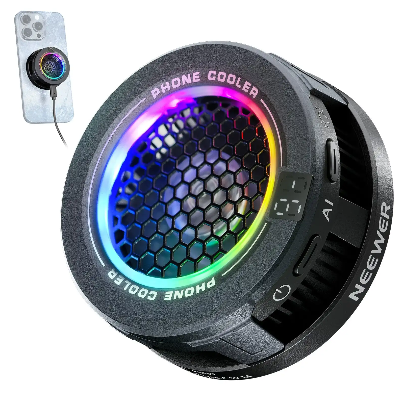 NEEWER PA069 Magnetic Phone Cooler Fan Smart Temp Control Low Noise for iPhone iPad Pro Samsung Galaxy Google Pixel