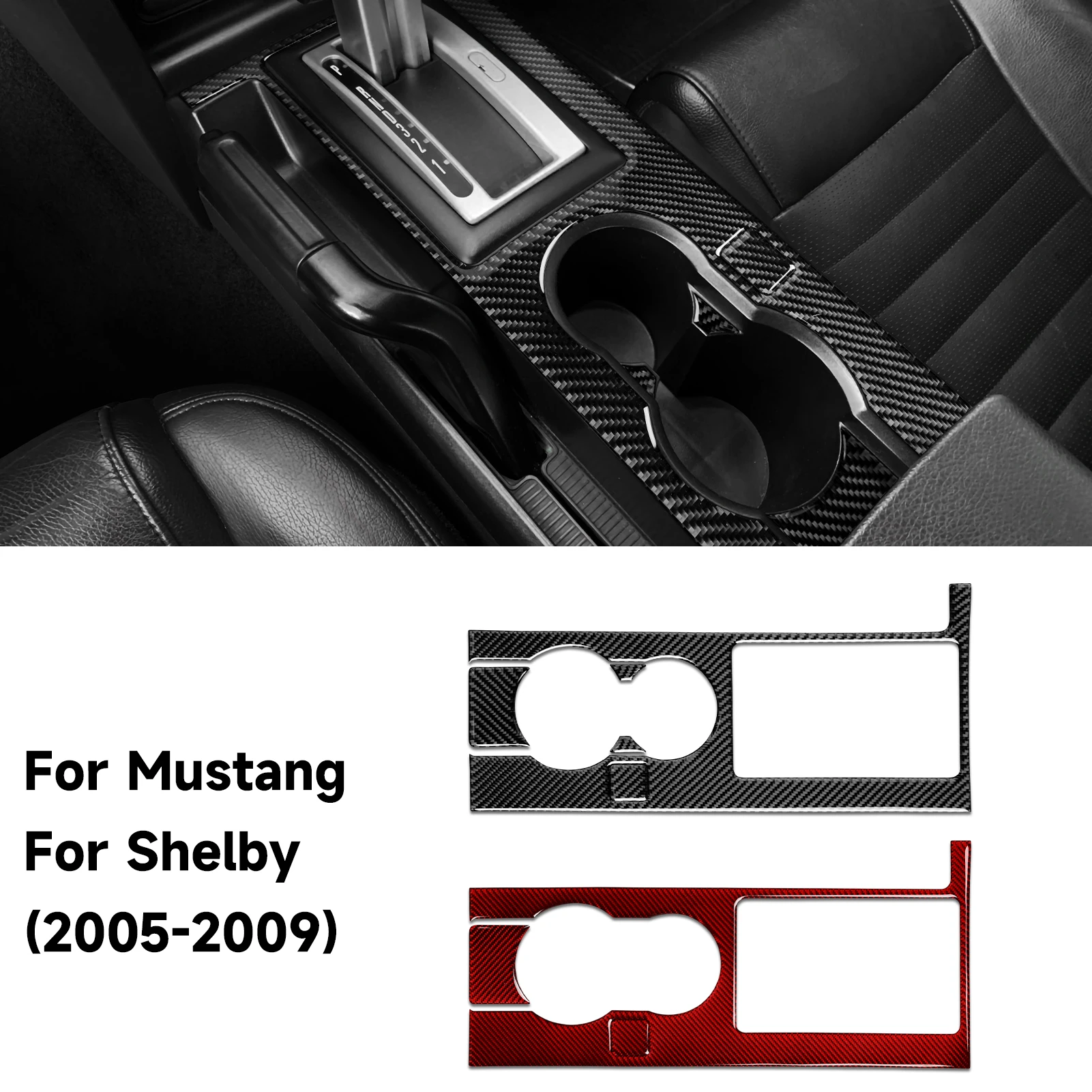 

For Ford Mustang GT Shelby (2005-2009) Center Console Gear Shift Panel Carbon Fiber Interior Sticker Car Trim Cover Accessories