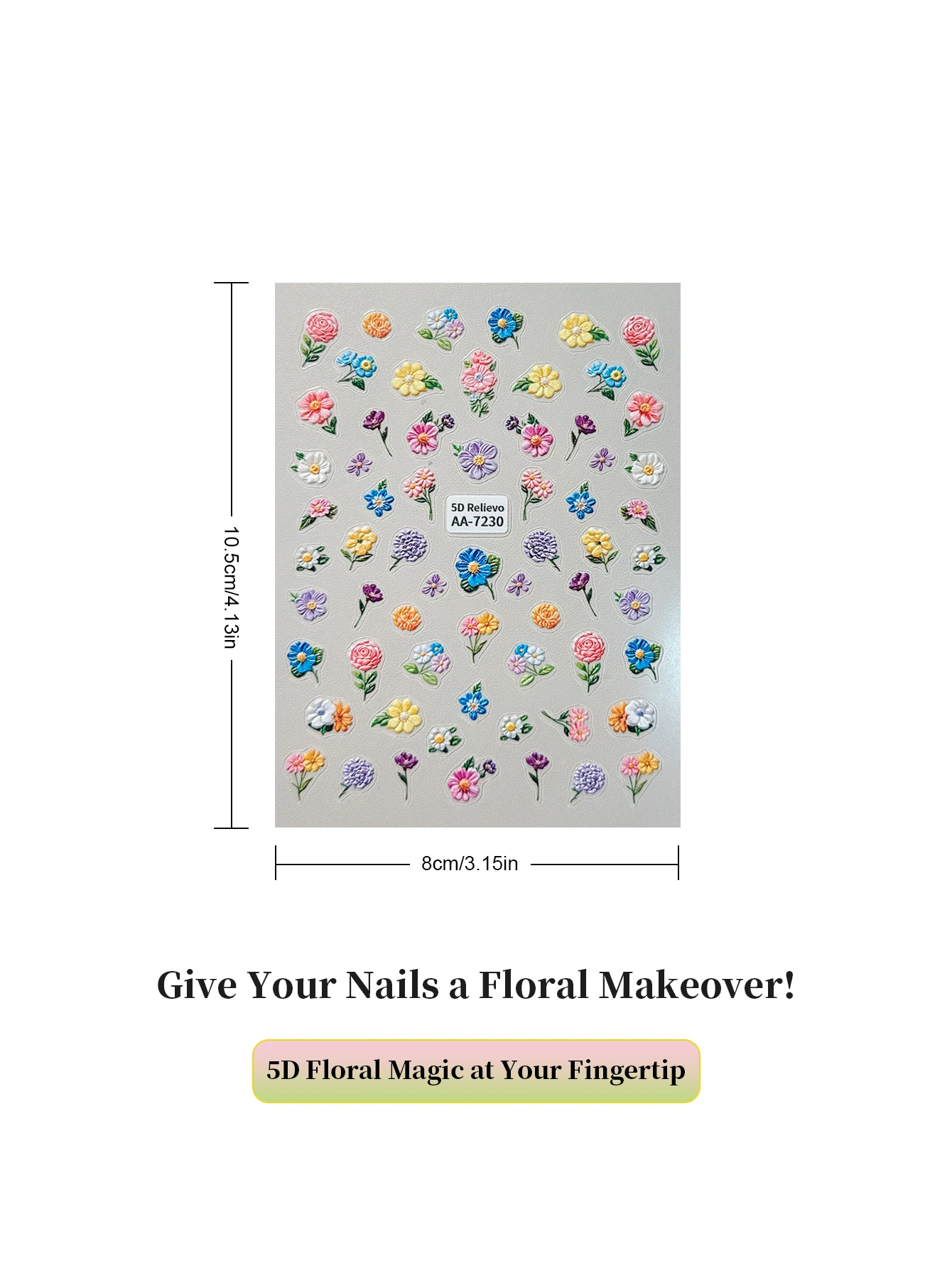 Autocollants pour ongles à fleurs colorées, Relief 5D, Monet exquis, couleur d'eau, fleur Super brillante, imperméable, décorations DIY bricolage, 1/2 pièces
