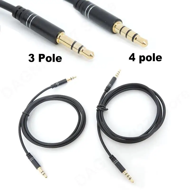 

1m 2m 3 4 Pole Microphones Stereo 3.5mm Audio Jack Male to Male Extension Cable Headphone Male Headphone Aux Cord V27