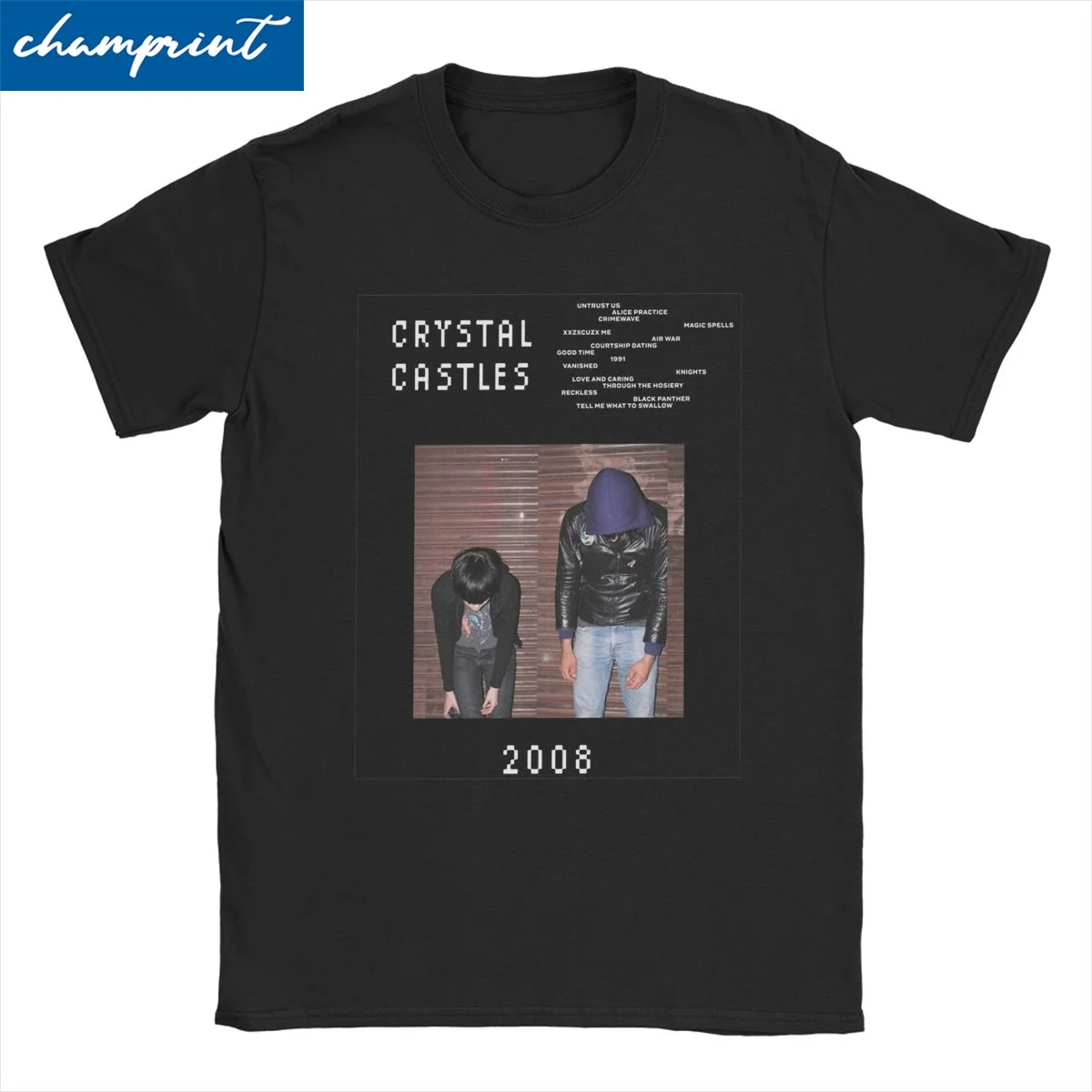 Crystal Castles 2008 Music T-Shirt Men Women Novelty Cotton Tee Shirt Crewneck Short Sleeve T Shirt Gift Idea Clothing