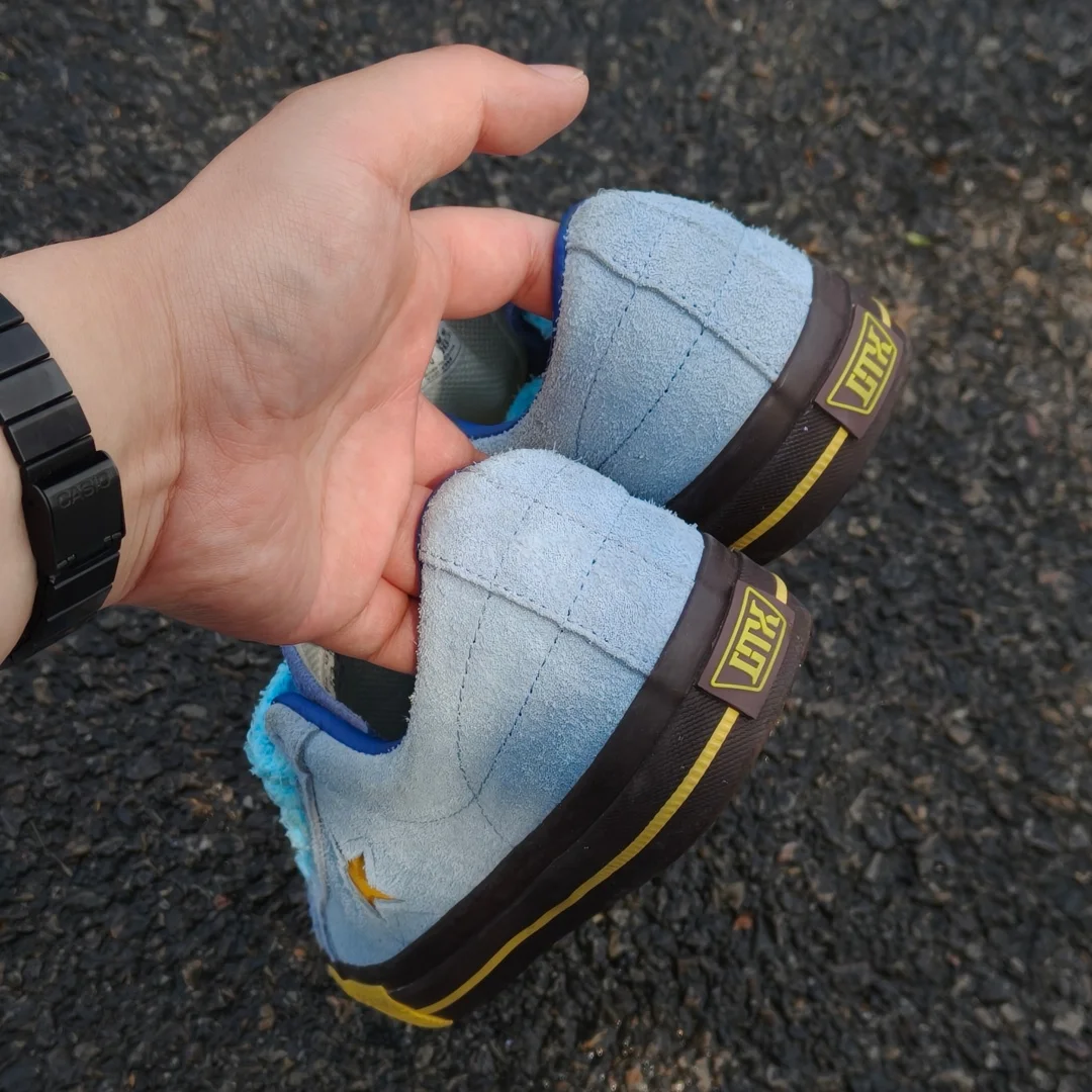 Blue Purple Suede Skate Shoes Men Women Coffee Sole Color Block Breathable Wear-resistant Casual Sneakers
