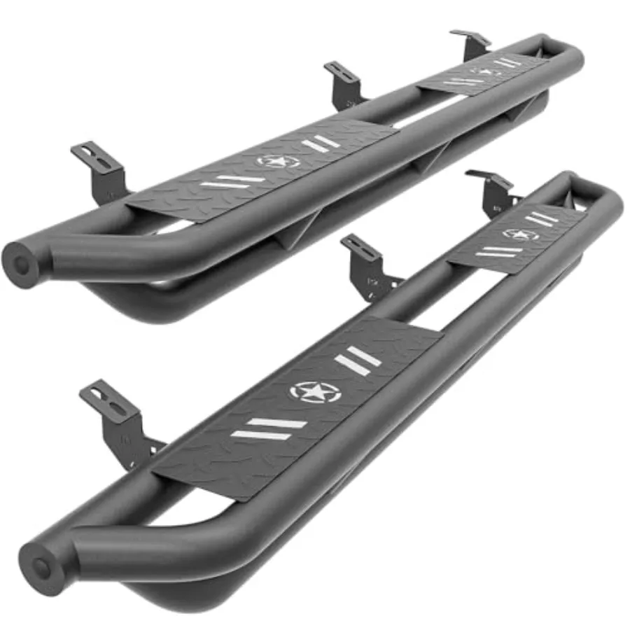 

Сверхмощные стальные боковые ступеньки для Tacoma 20052023, модели Double Cab Crew Cab с логотипом White Star, полноразмерные 4-дверные полосы Nerf и Bl