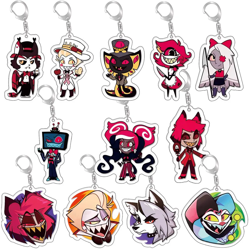 Portachiavi anime Hazbin Hotel Charlie Morningstar Vaggie Husk Alastor Niffty Portachiavi in acrilico Ciondolo per borsa Decorazione Portachiavi