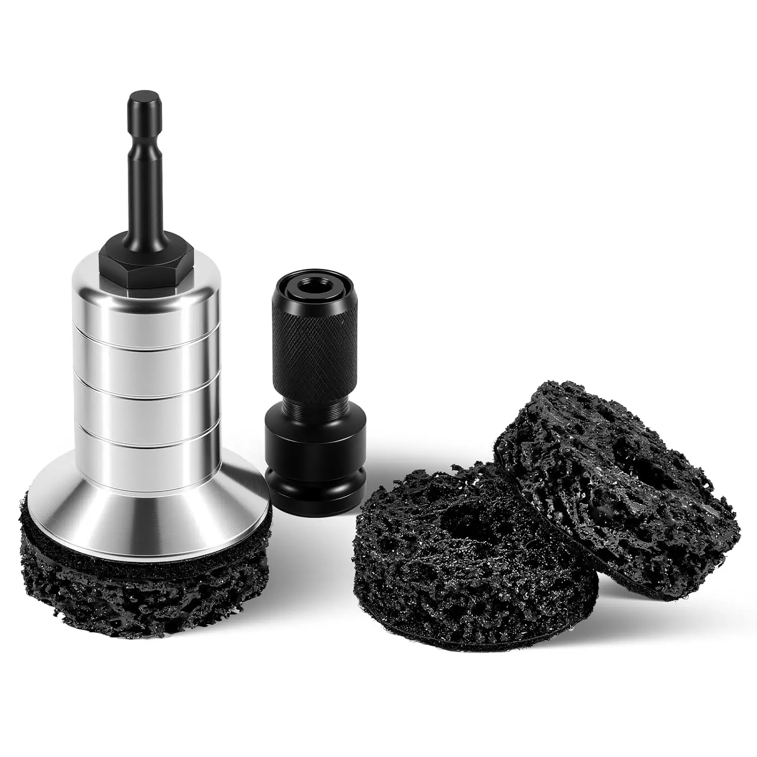 

Dual-Head Wheel Hub Cleaner Kit with 3 Pads for Rust Removal & Polishing, Compatible with Power Drill and Impact Wrench