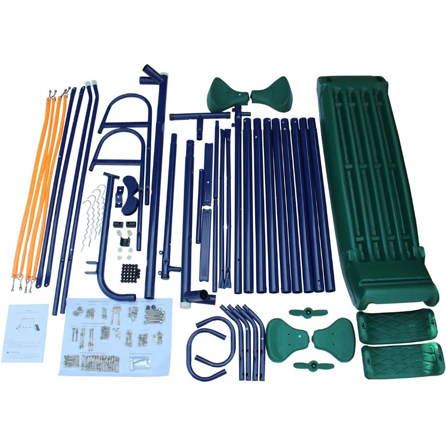 مجموعة أرجوحة خارجية معدنية من AFrame للفناء الخلفي مع شريحة للأطفال الصغار 6 مقاعد مع معدات ملعب متينة للخارجية #4