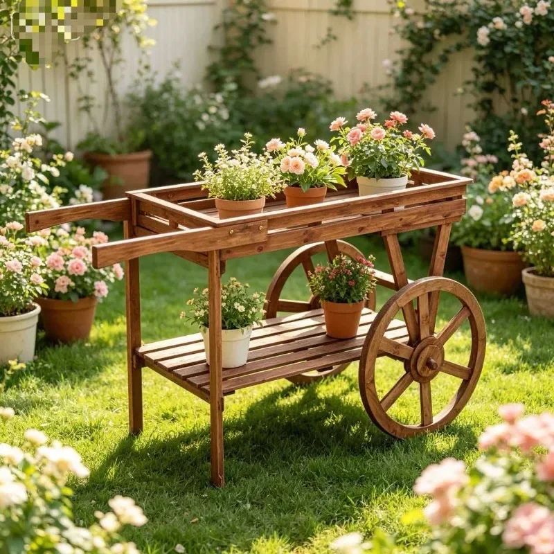 Pastoral creative decoration home balcony soft wooden windmill flower stand shop window floor-to-ceiling decoration large flower
