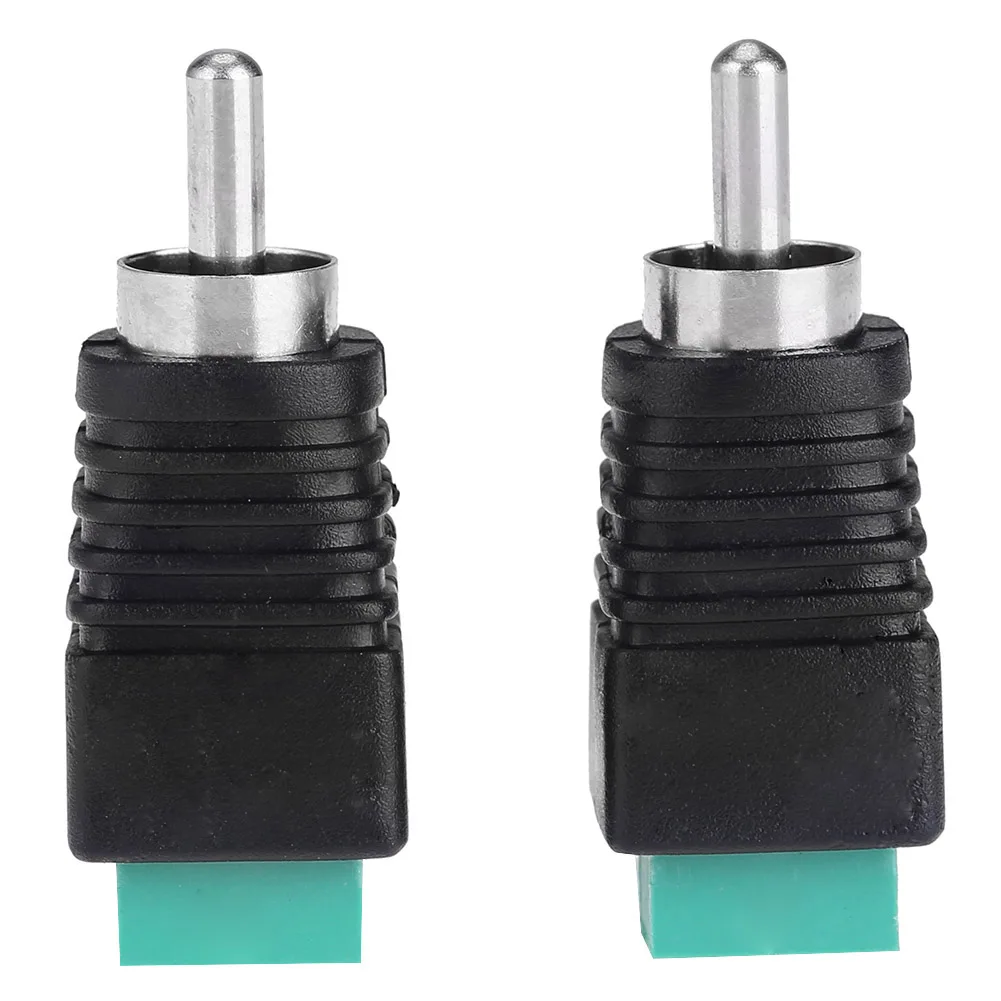 2pcs Speaker Wire Cable to Audio Male RCA Connectors Adapters Jack Plug