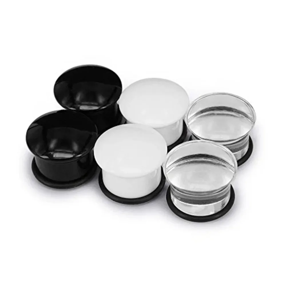 2 Pcs  Acrylic Ear Plugs, Flesh Channel Expander, Ear Plug Piercing with O-Ring Ear Plug Body Jewelry 5-20mm