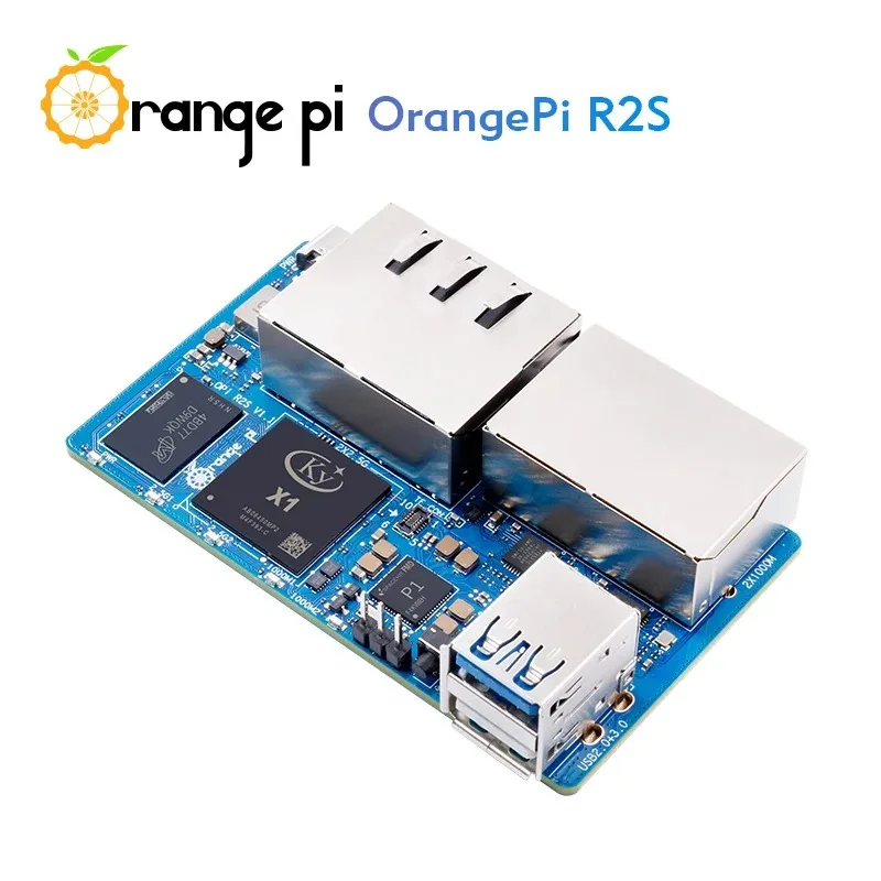Orange Pi R2S 2GB RAM 8GB EMMC Development Board 8-core RISC-V AI 2TOPS CPU Dual LAN Ports Mini PC Support OpenWrt Ubuntu OS