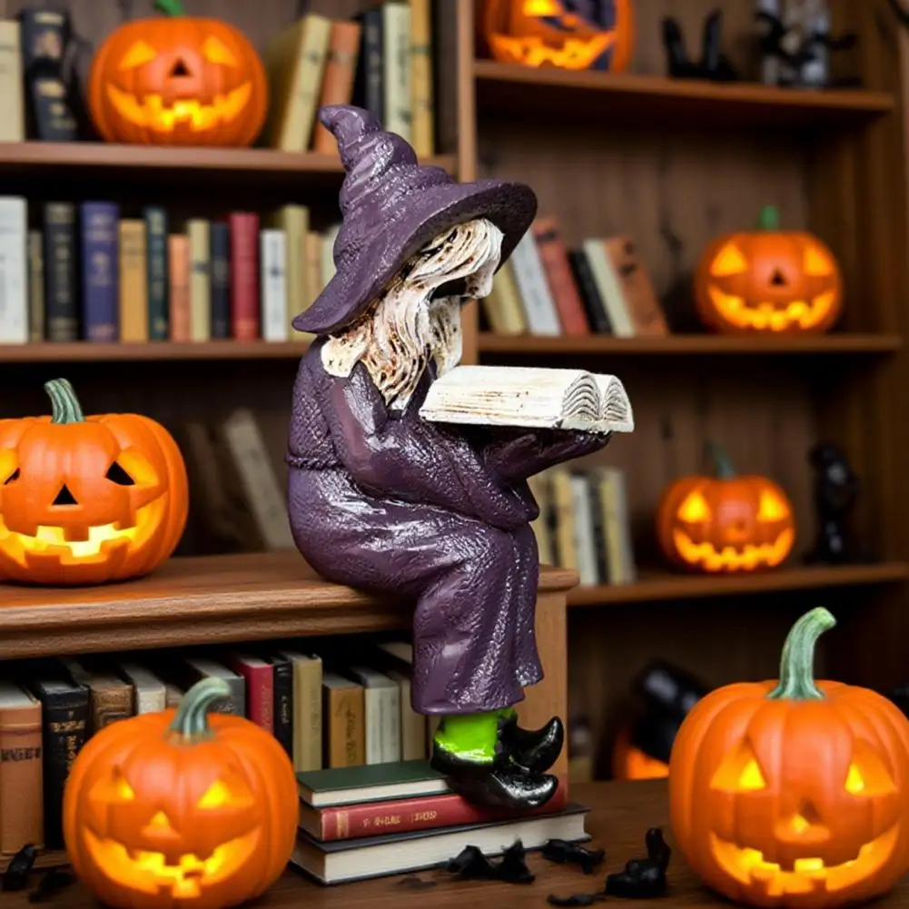 Festive Atmosphere Decor Multi-scene Witch Decoration Witch Figurine Halloween Shelf Sitter Resin for Home for Bookshelf