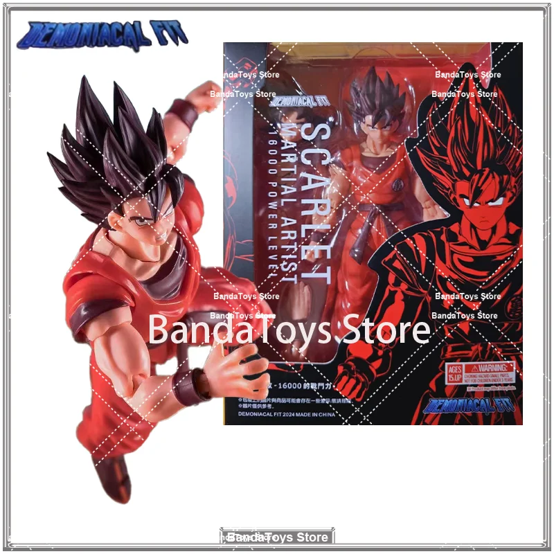 In Stock Original Demoniacal Fit Dragon Ball SHF Son Goku Kaio Ken Red Martial Artist 16000 Power Level Anime Action Toys