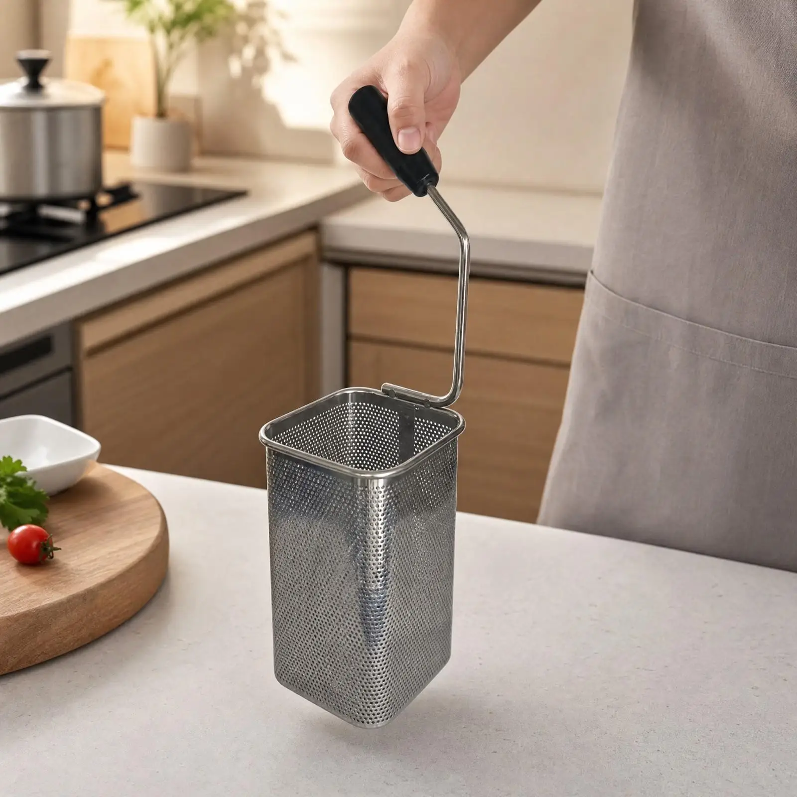 304 Stainless Steel Colander Pasta Strainer Kitchen Drain Basket Fine Mesh Cooking Sieve for Boiling Noodles Vegetables