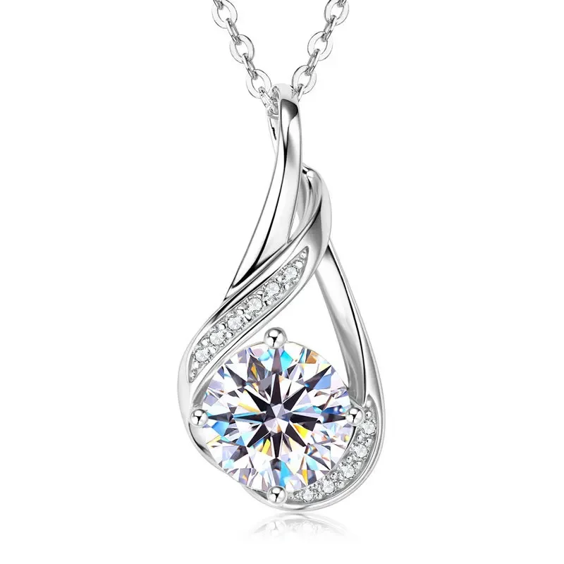 

Apaison Woman's Adjustable Necklace Pendant Gold Plated 1.5 ct Moissanite Jewelry