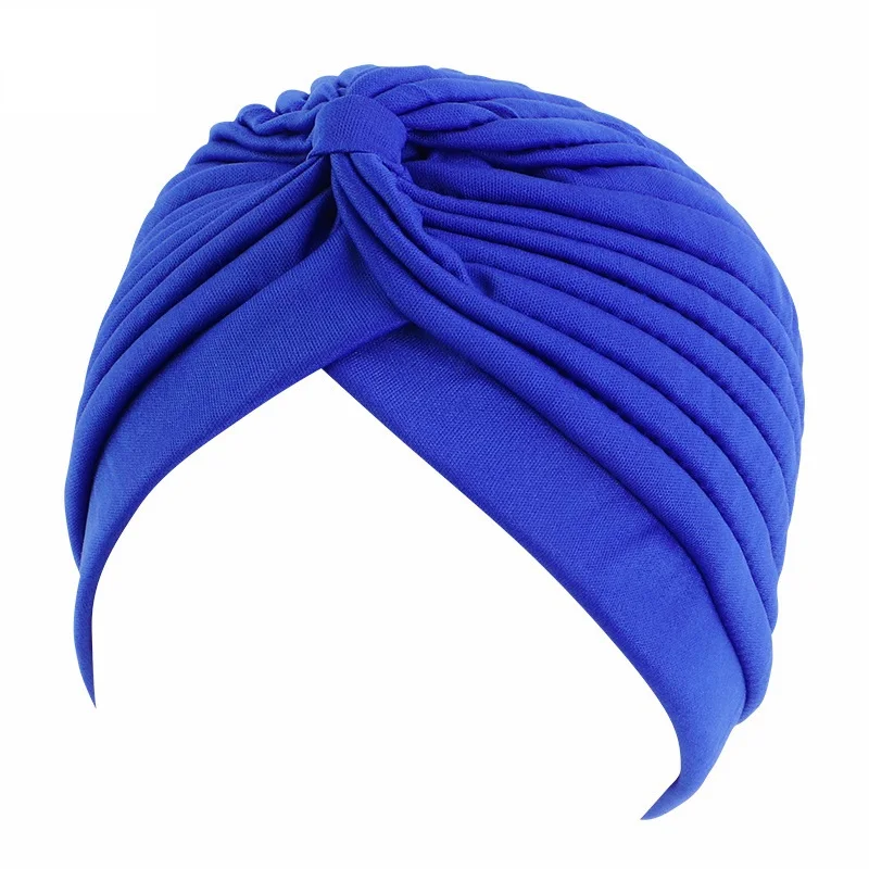 Novo elástico turbante boné de quimio cabeça beanie capa torcido plissado headwrap sortidas cores capa de cabelo gorro para meninas