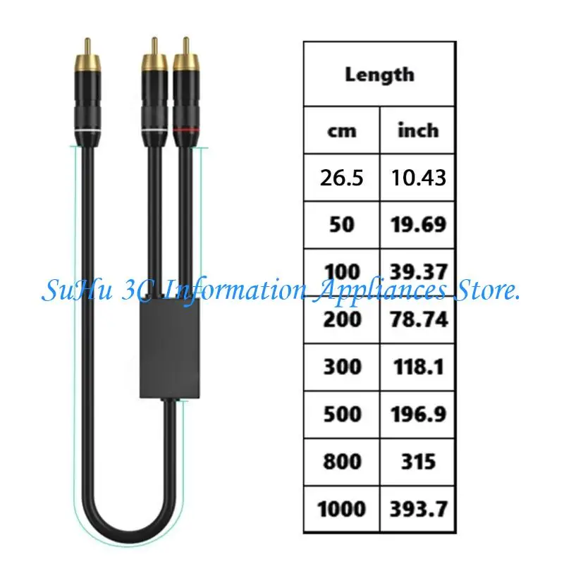 كابل التمديد السمعي J0MB مع ذكر مطلي بالذهب إلى موصلات الذكور 2RCA