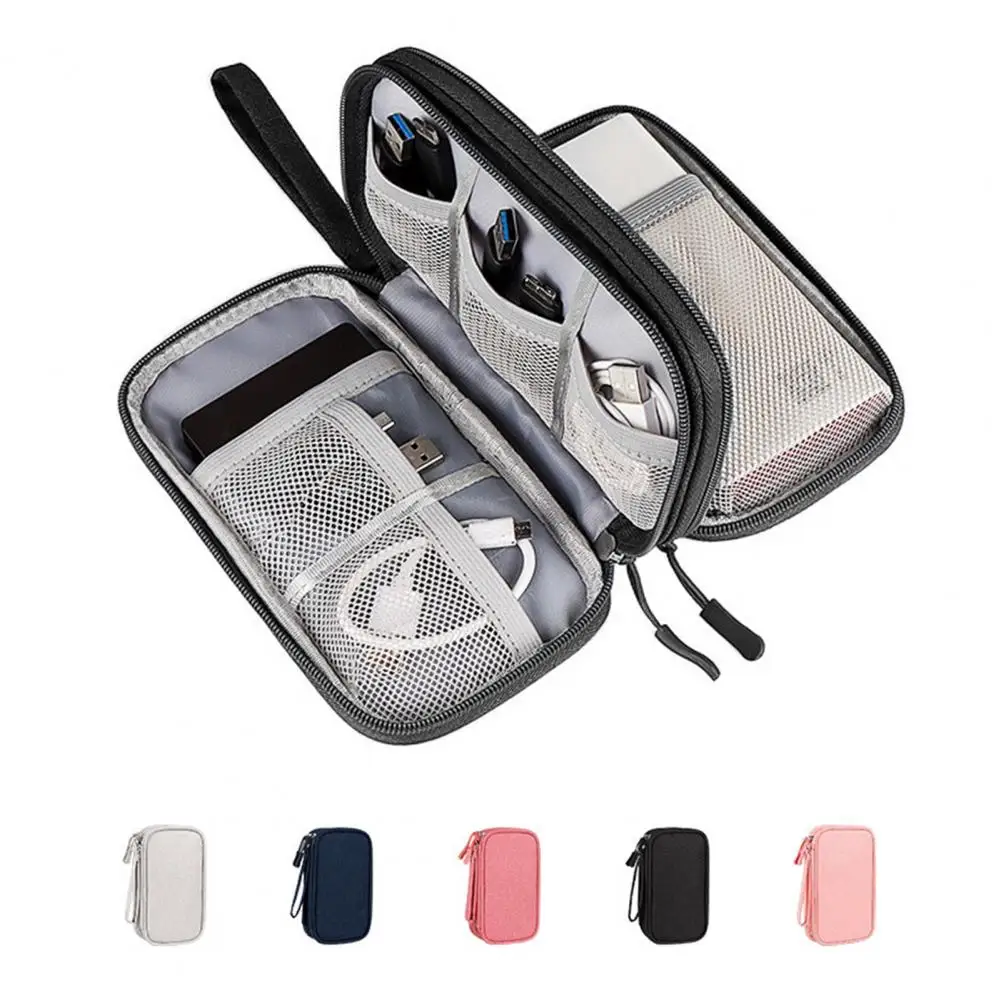 Digital Storage Bag with Lanyard Waterproof Separate Storing Traveling Portable USB Electronic Product Organizer Home Supplies