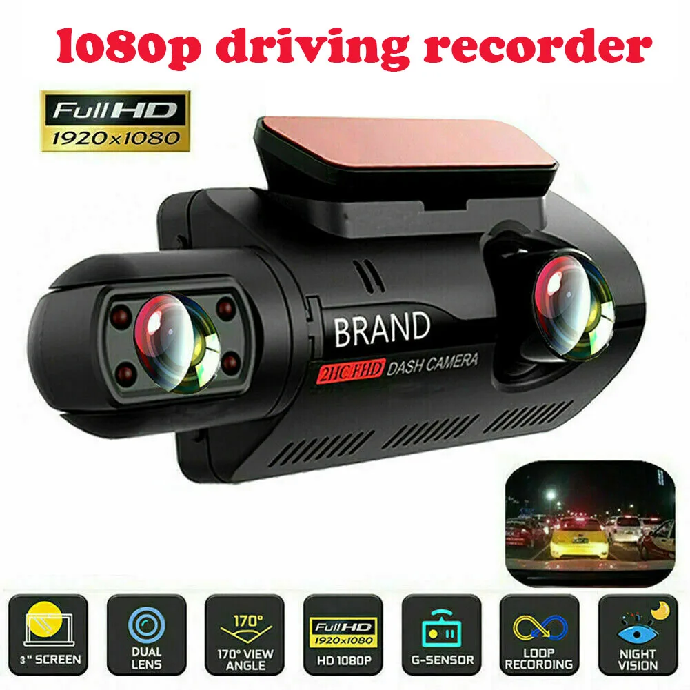 

Автомобильный видеорегистратор с 2 объективами HD1080P, Автомобильный видеорегистратор в черном корпусе, 3,0 дюймовый IPS-видеорегистратор с функцией ночного видения, G-сенсор, циклическая запись, Dvr