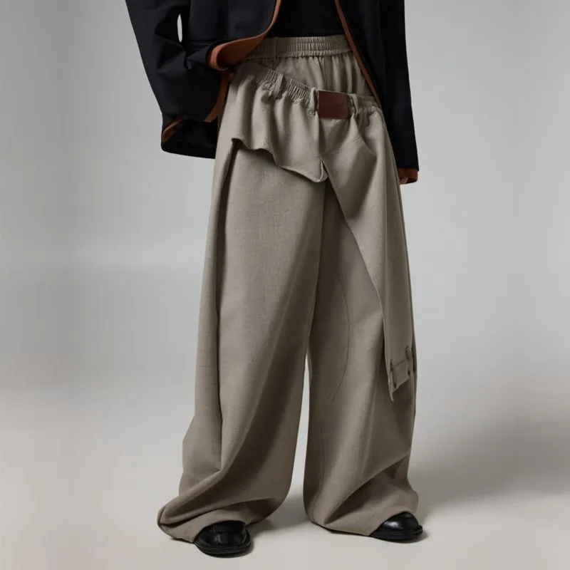 WVGA Spring Autumn New Men's Original Design Patchwork Draped Three-Dimensional Cut Wide-Leg Pants Niche Casual Trousers W27187