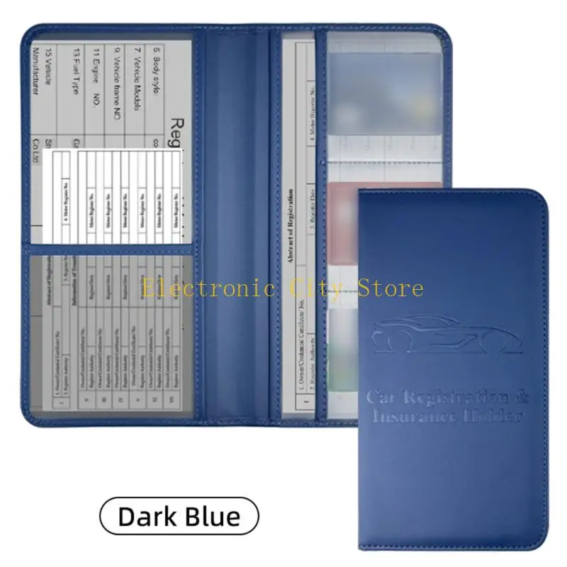 Car Registration Protector PU Vehicle Document Organiser Case 5.15x9.56Inch HU8D