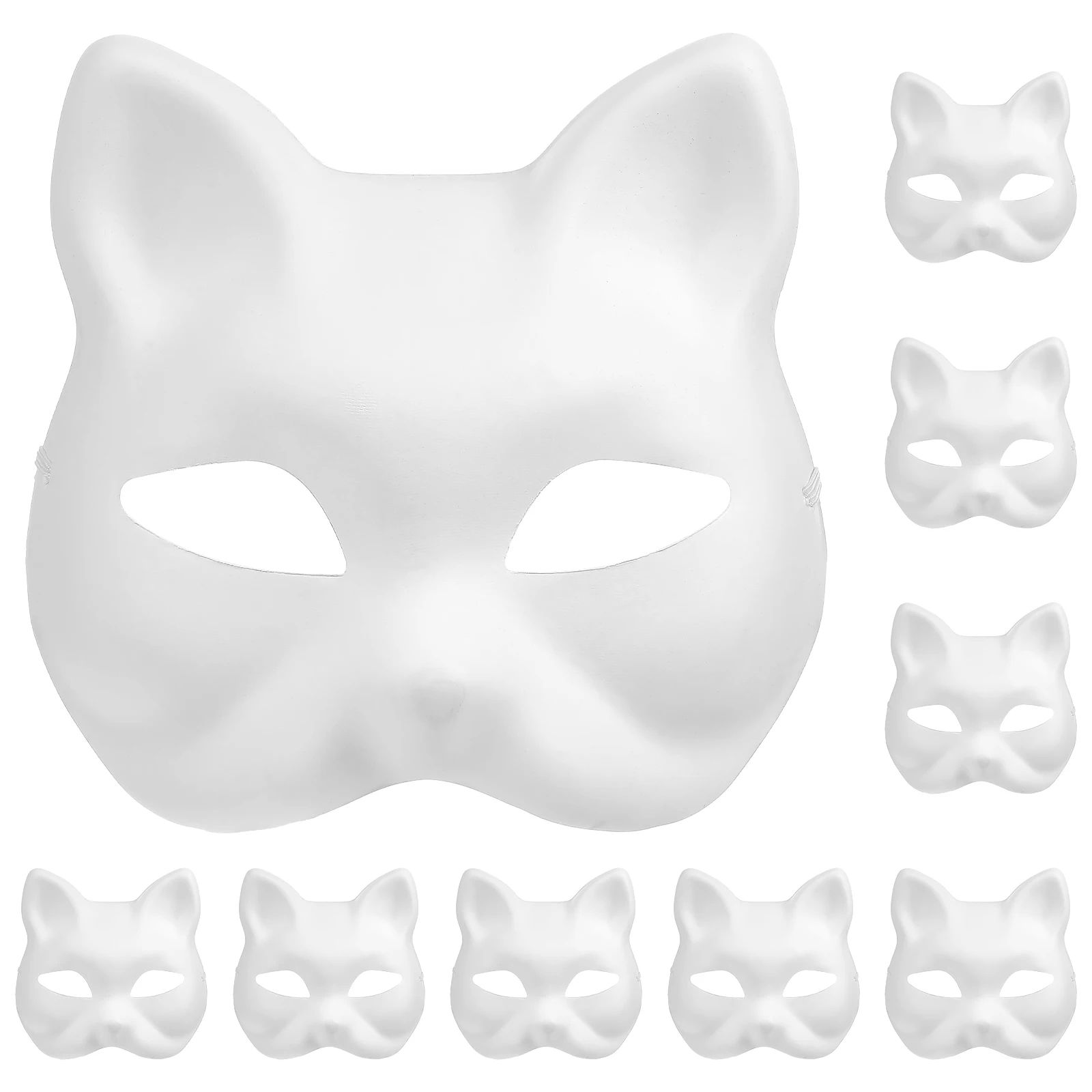 

10 Pcs Paper Cat Face Mask The Blank Masks Cosplay Clown Masquerade Bridegroom