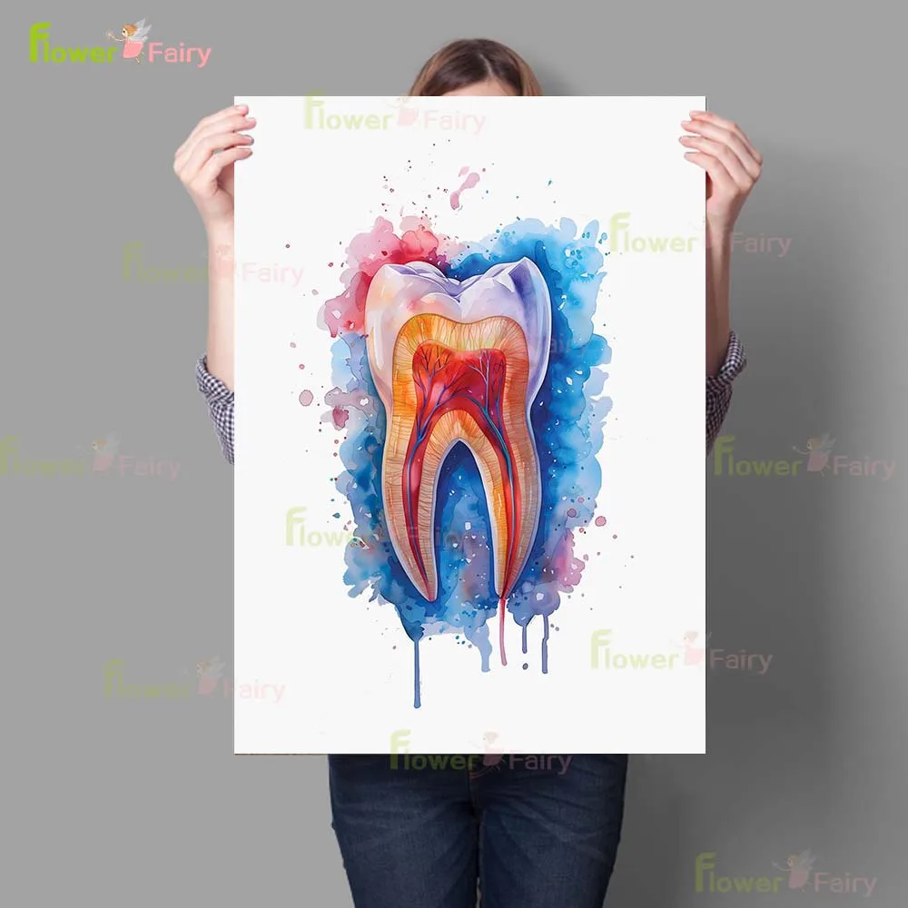 Flowers Tooth Dentist Clinic Teeth Ears Poster Wall Art Canvas Painting Home Decor Wall Pictures For Living Room Unframed