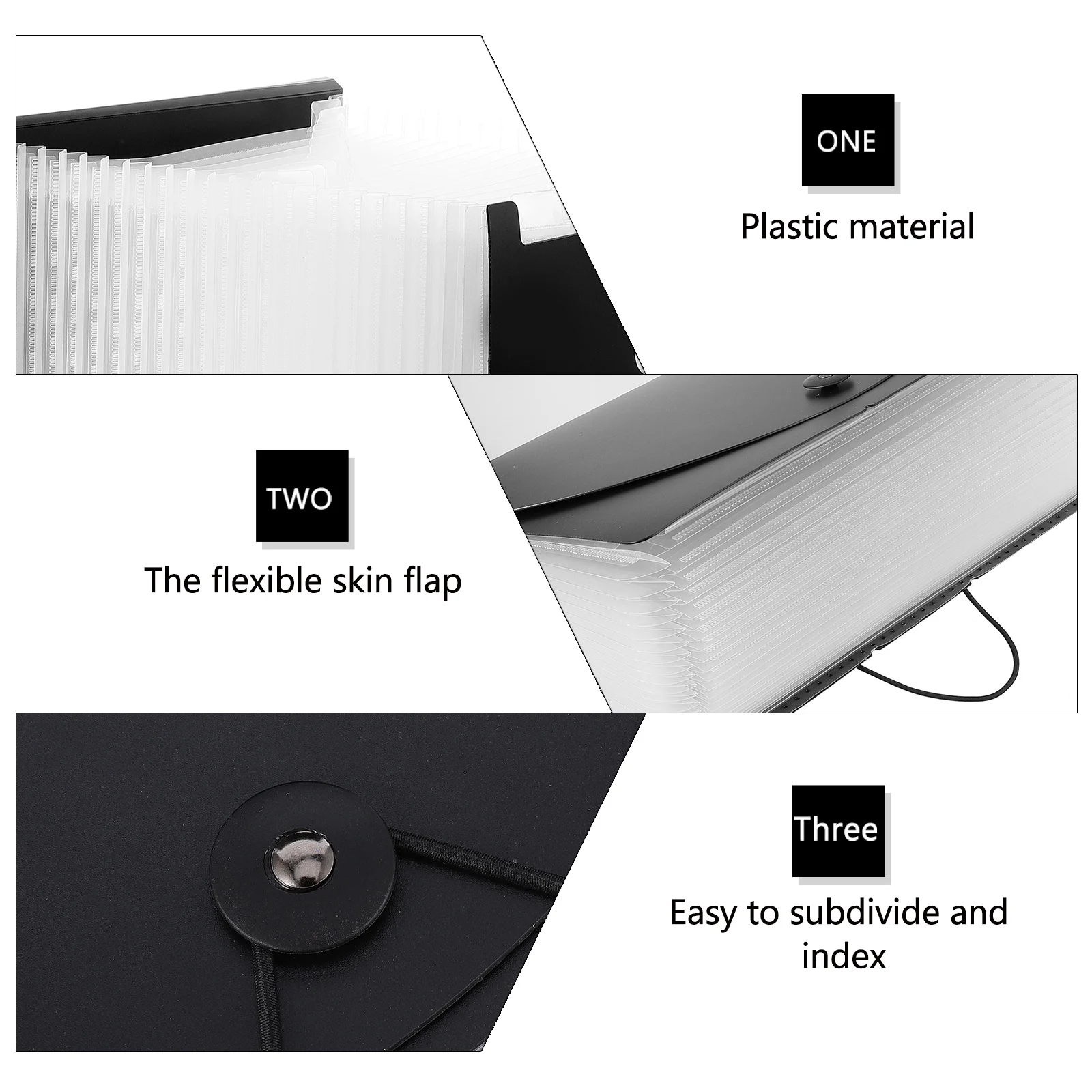 

1pc Large Capacity File Folder Organizer Plastic Stretchable Document Holder For Receipts Invoices Bills Storage