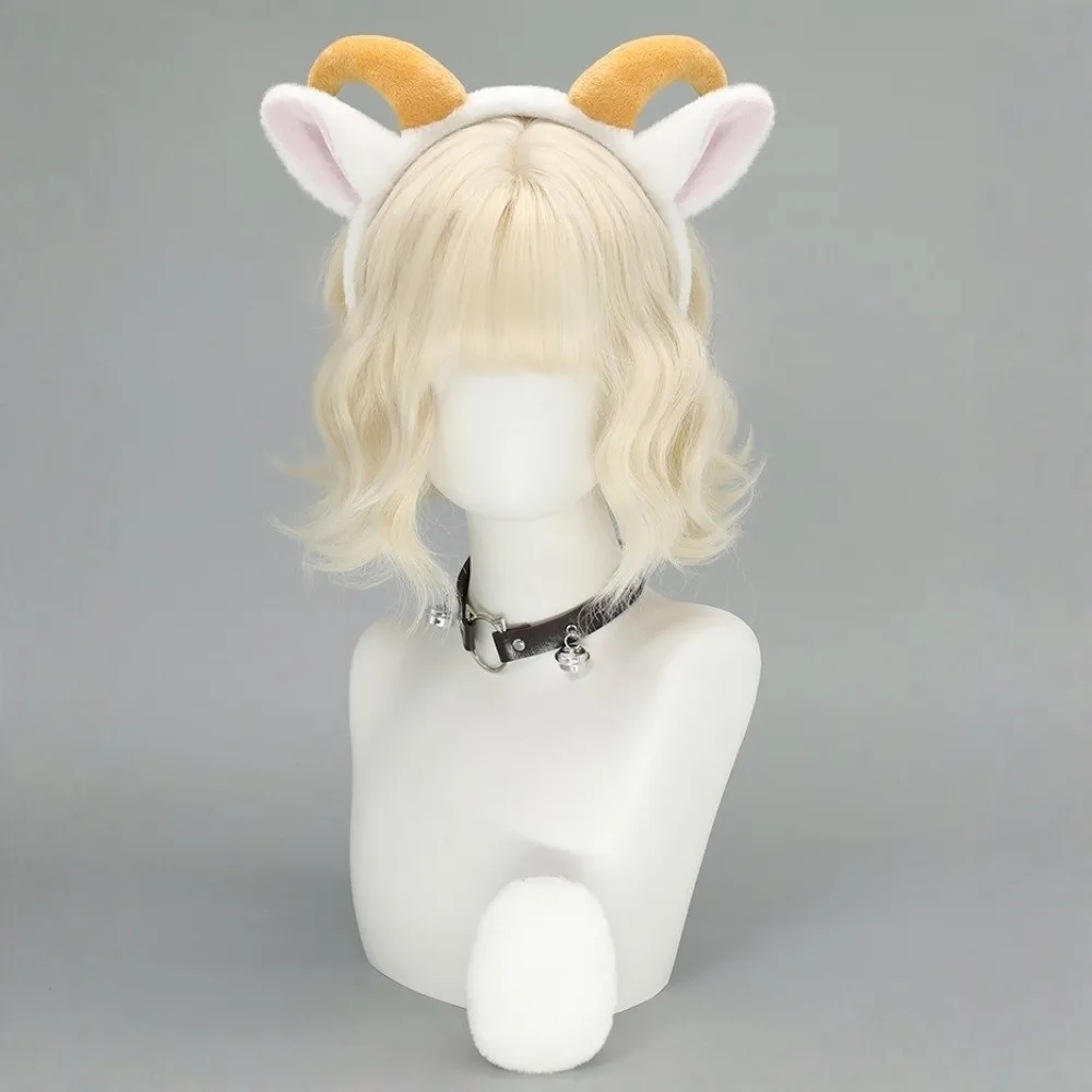 Comfortable Wear Cute Sheep Horn Hair Band Plush Soft Goat Ears Headband Creative Sweet Lamb Cosplay Tail Lolita Accessories
