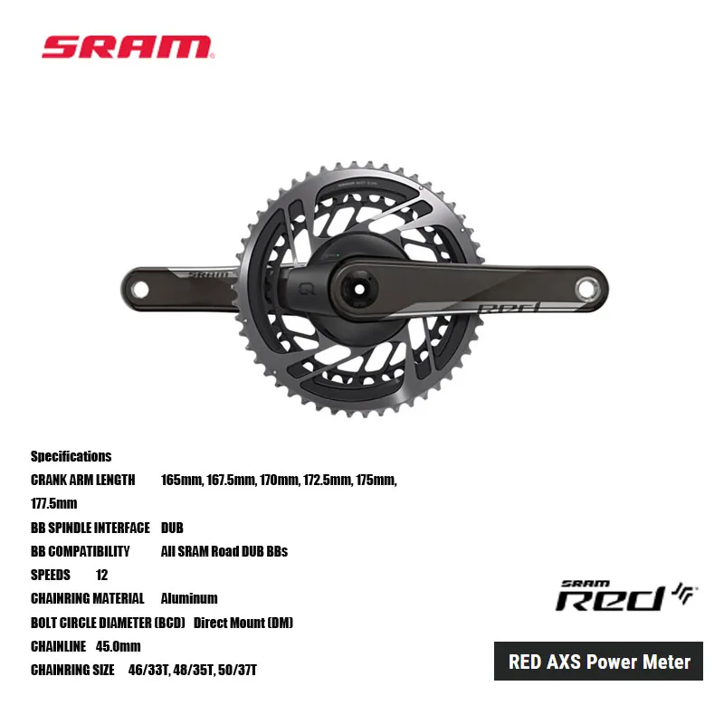 

Измеритель мощности SRAM RED AXS, комплект измерителей мощности chainwheel полностью интегрирован в комплект chainring для легкого веса