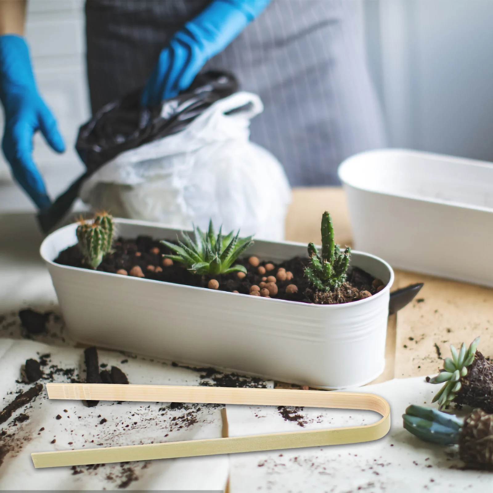 10 قطعة زرع الصبار مشبك مساعد الخيزران صنع دائم سهلة الاستخدام قفازات متوافق البستنة أداة المشابك العصارية