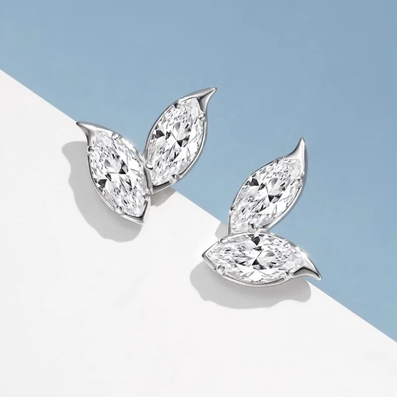 Jianjie Cat Eye Shaped Stud Earrings for Women Sparking Marquise Zirconia Simple Wedding Daily Wear Fashion Ear Jewelry