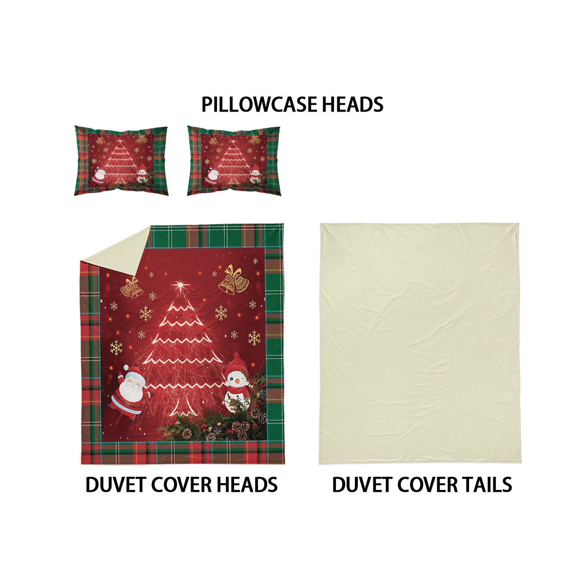 

3pc Red Christmas Tree Print Coreless Product Set Bedrooms, Dormitories, Multiple Sizes, Soft and Comfortable, Machine Washable