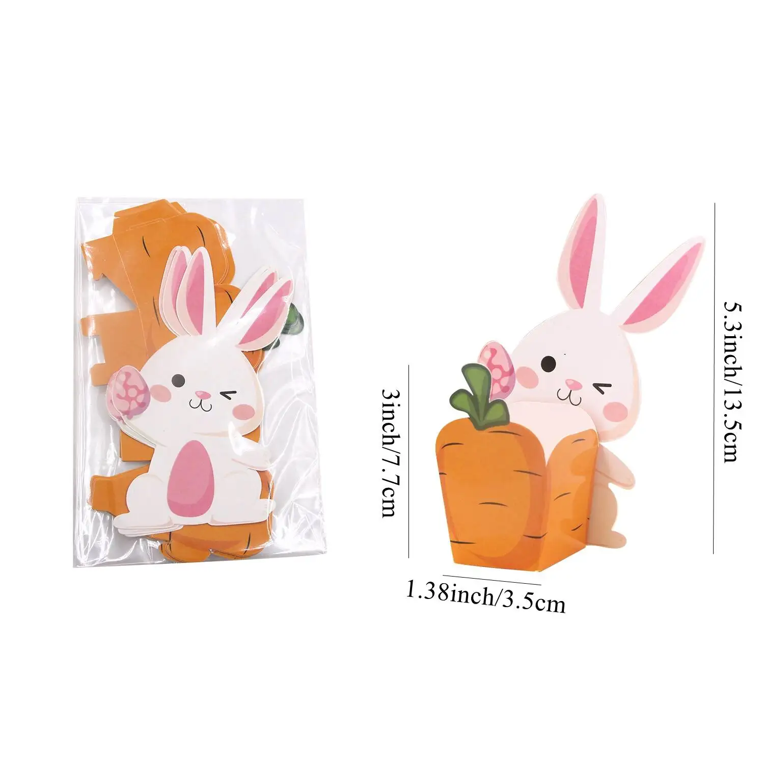 20Pcs Rabbit Carrots Boxes Carton Bunny Sweets Basket For Happy Easter Party Table Decoration DIY Candy Packaging Supply