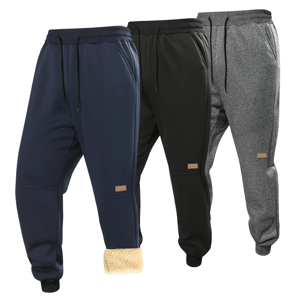 

Winter Sweatwear Men Plush Thick Fleece Sweatpant Lambswool Thermal Trousers Casual Pants Windproof Warm Cotton Pants
