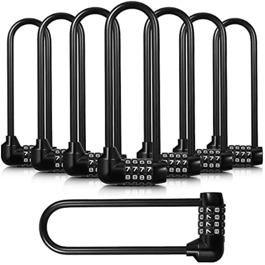 

8 Pieces 6 Inch Long Shackle Combination Lock 4 Digit Outdoor Waterproof Padlock with Resettable Code for School Gym Locker, Sp