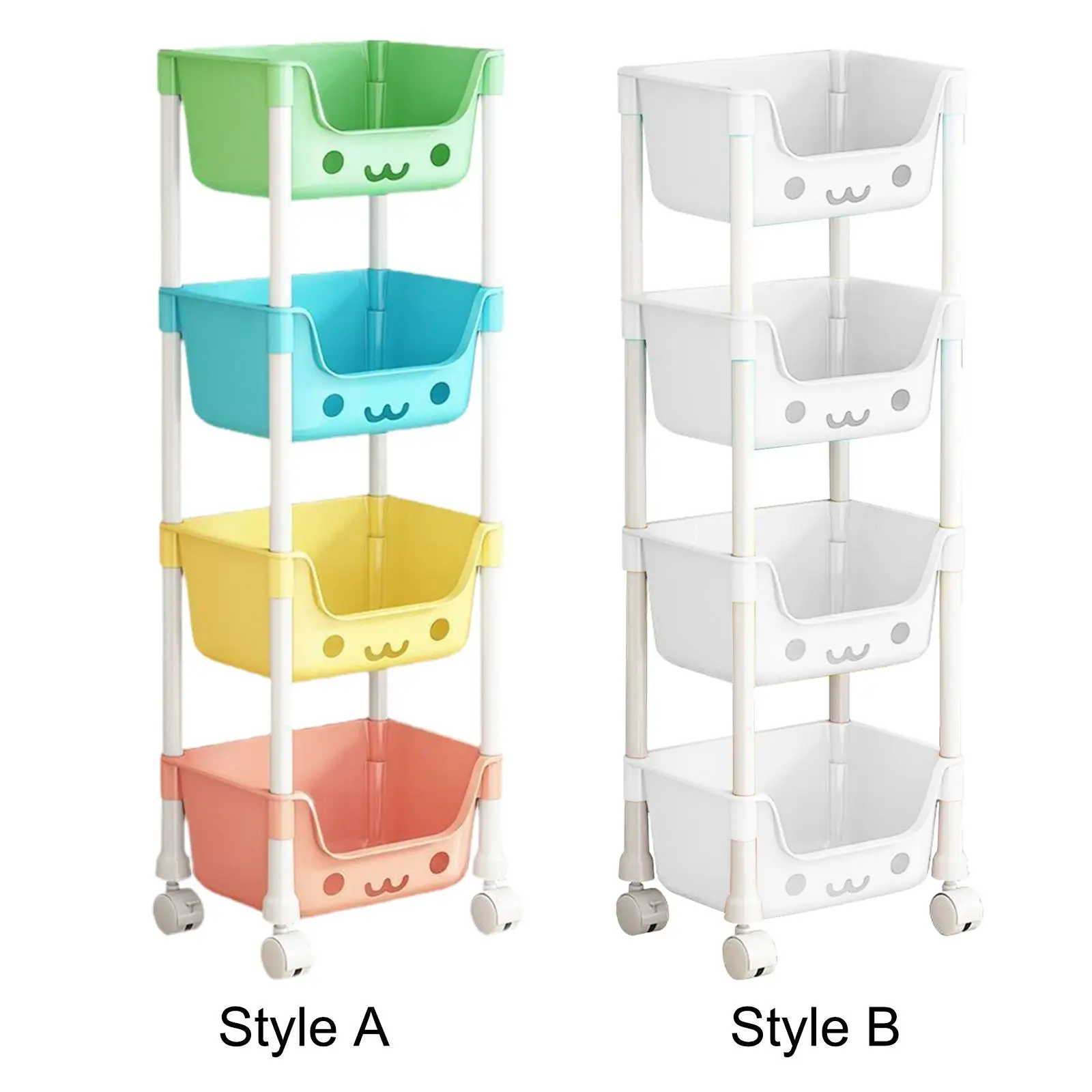 4 Tier Trolley Organizer Mobile Shelving Unit Organizer Rolling Trolley on Wheels Multifunctional Storage Rack for Kitchen