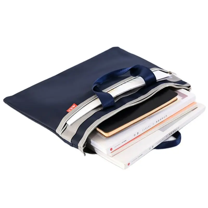 A4 Documents File Bag Folder Fashion Portable Canvas Briefcase Double Zipper Document Bags Data Document Office Storage