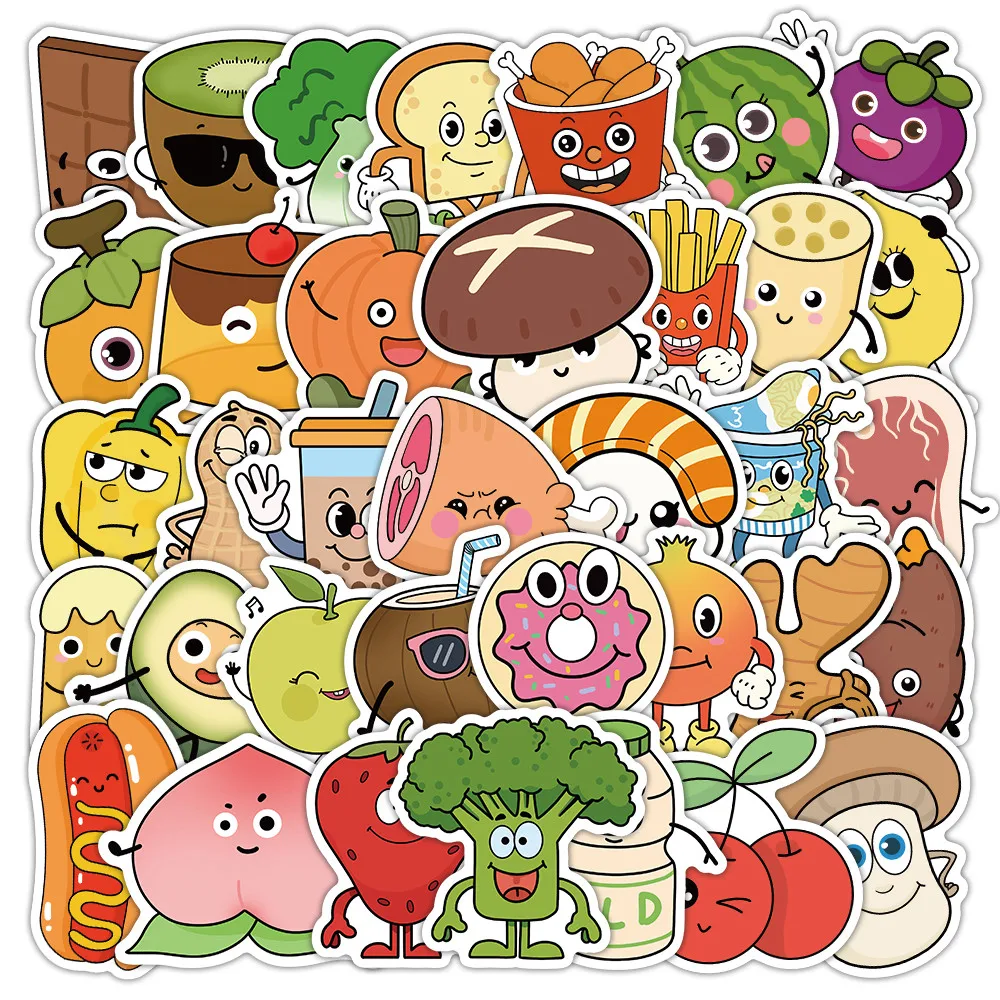51-Piece Minimalist Fresh Food A Stickers - Cute Decorative Decals for Phone Cases, Notebooks & Water Bottles Anime Worlds Store