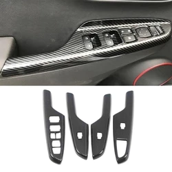 ABS Carbon fiber Door Window glass Lift Control Switch Panel Cover Trim 4pcs Fit For Hyundai Kona Encino 2017-2020 Accessories