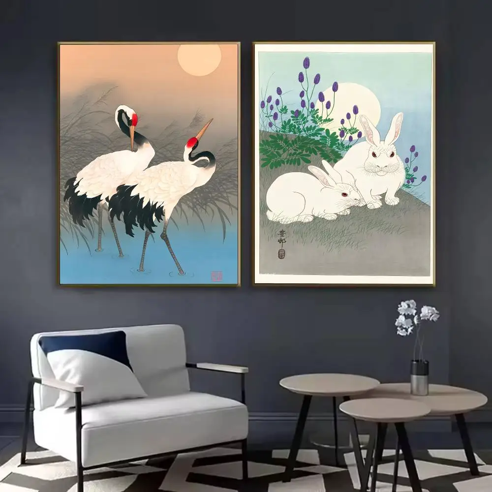Retro Animals Chinese Style Poster Waterproof Sticky Wall Art Print For Bedroom Living Room Hallway Bar Home Decor