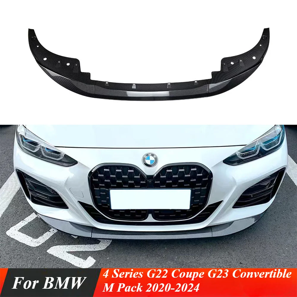 

Car Front Bumper Lip Splitter Spoiler Body Aero Kit Accessories For BMW 4 Series G22 Coupe G23 Convertible M Pack 2020-2024